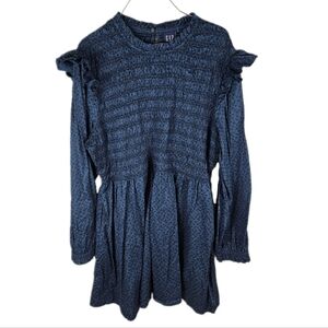 GAP | smocked long sleeve ruffle floral mini dress with pockets